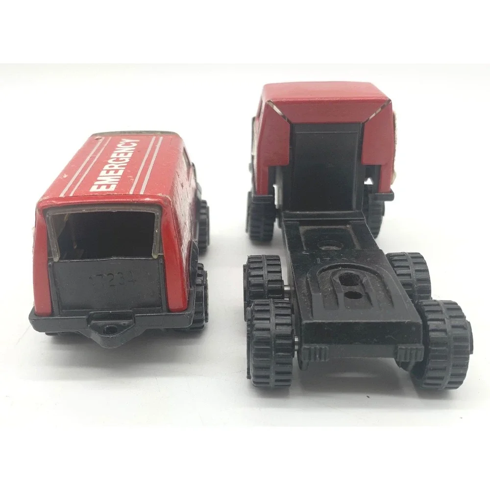 Tonka Diecast Vehicle Lot 4pc Red Black Tan Vintage 1980s Emergency Tow Horse